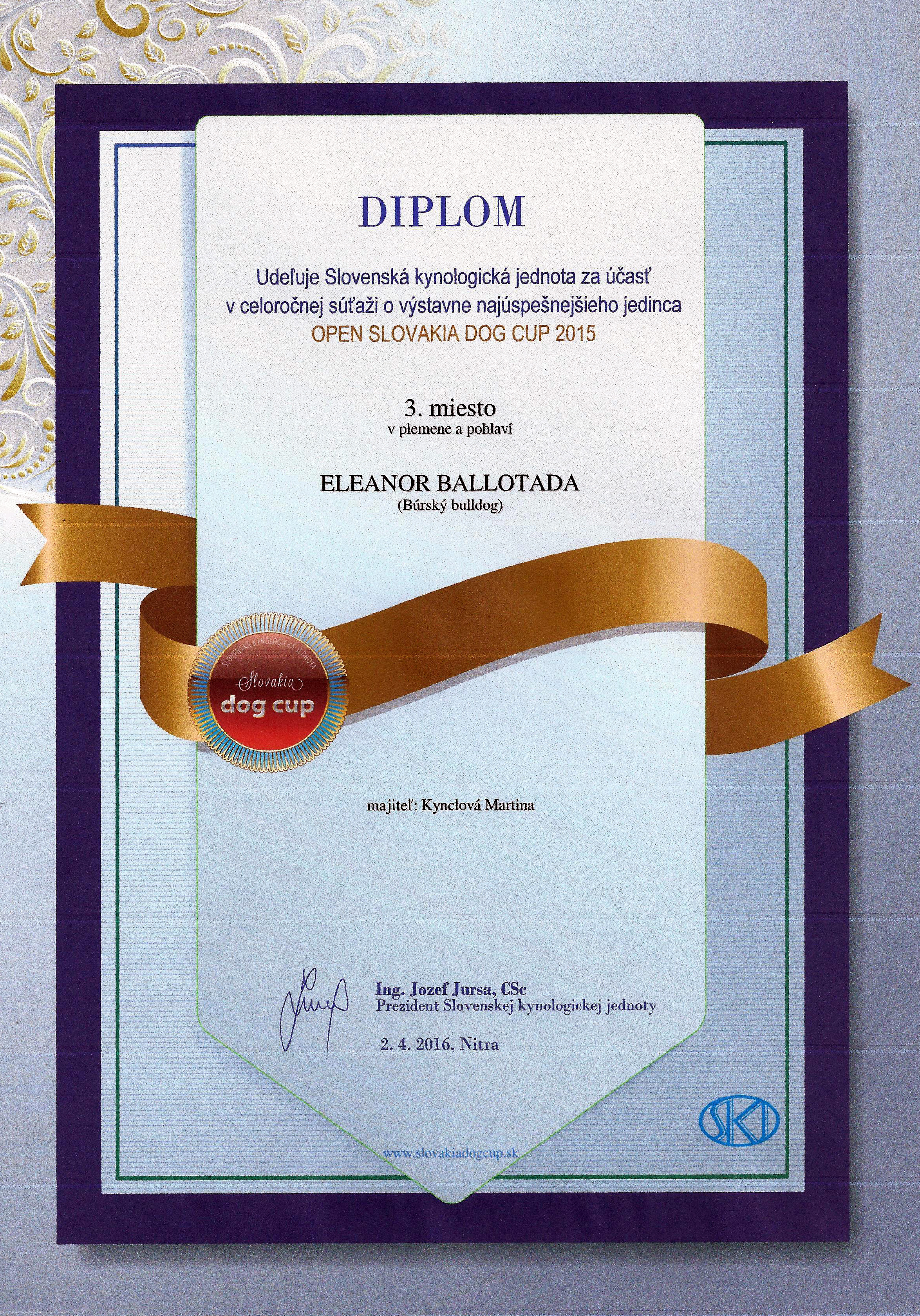 Diplom, Eleanor Ballotada - DOG CUP 2015